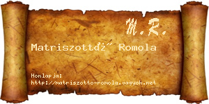 Matriszottó Romola névjegykártya